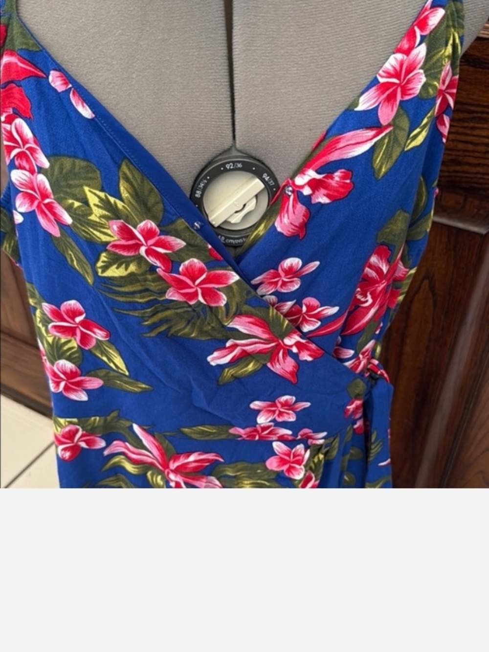 Tommy Hilfiger Gently Used  Blue Floral Maxi Wrap Dress - Picture 3 of 4